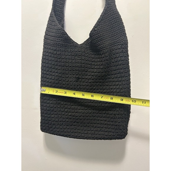 Jacqueline Ferrar Black Knit Hobo Shoulder Bag Purse Satchel Mesh - Picture 6 of 6